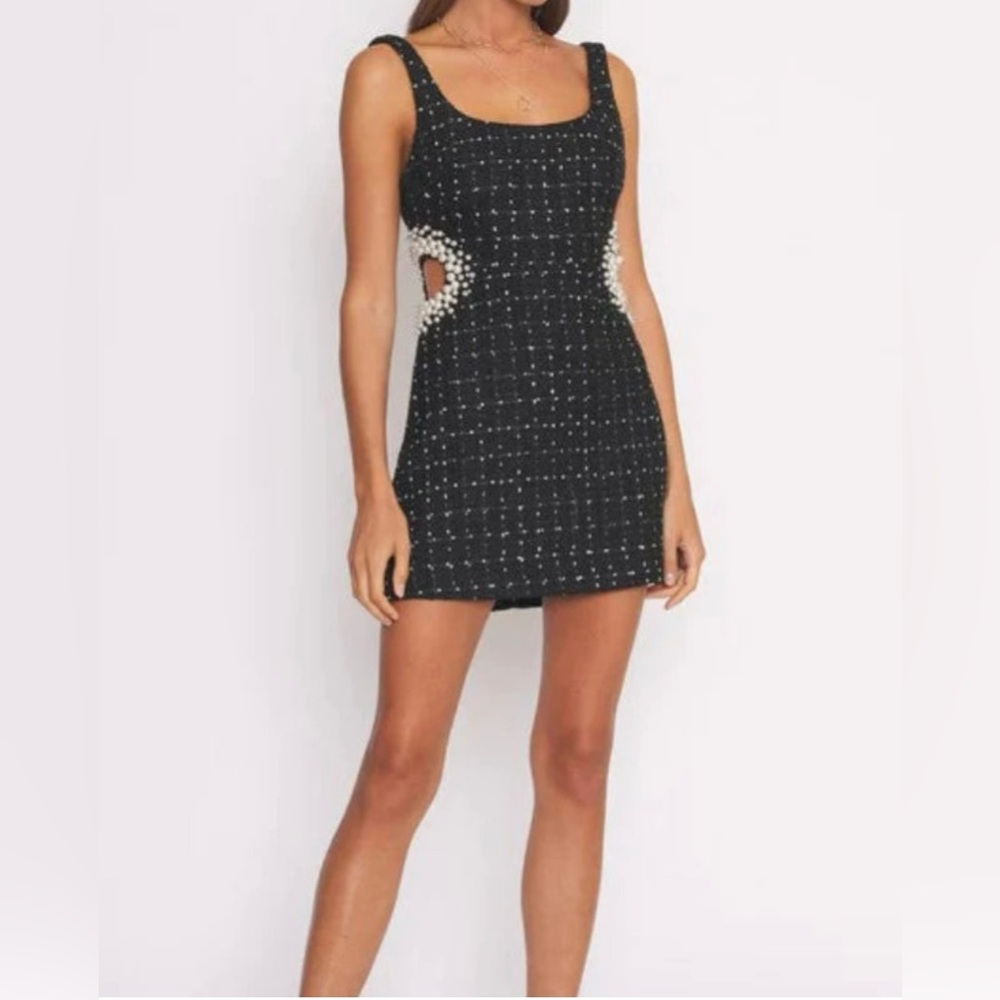 NWT Zara Pearl Embellished Tweed Dress